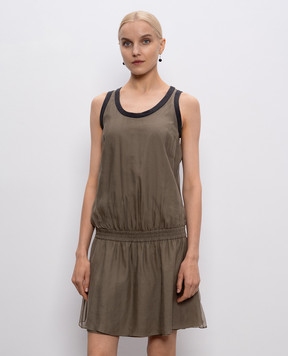 Brunello Cucinelli Khaki silk mini dress M0R27A60H1