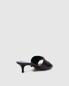 Versace Black leather mules with logo emblem 1018241DVT2P