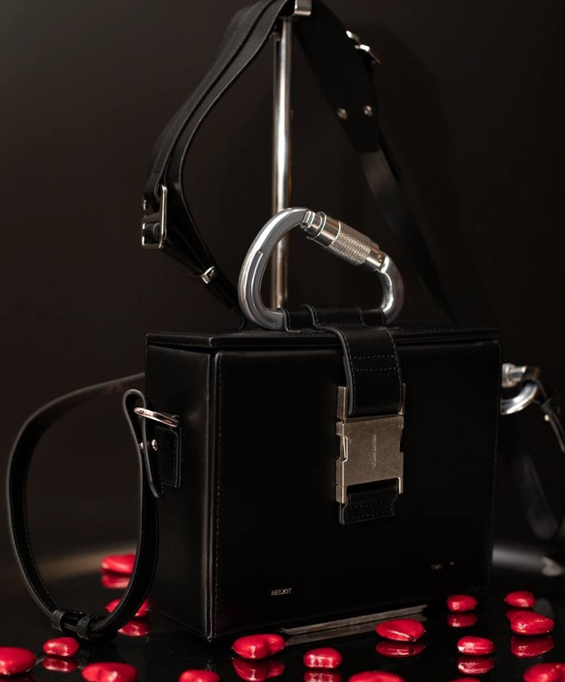 Heliot Emil - Black leather bag CARABINER BOX 15001L12 - shop with