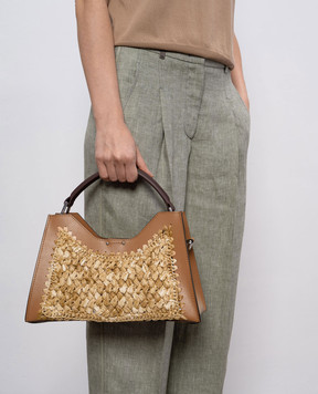 Gianni Chiarini Beige AURORA raffia combination bag BS11415COMMCRHML