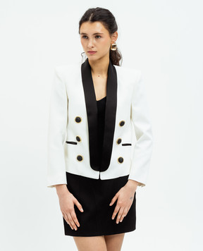 Balmain White short jacket made of wool DF1SI532ME54