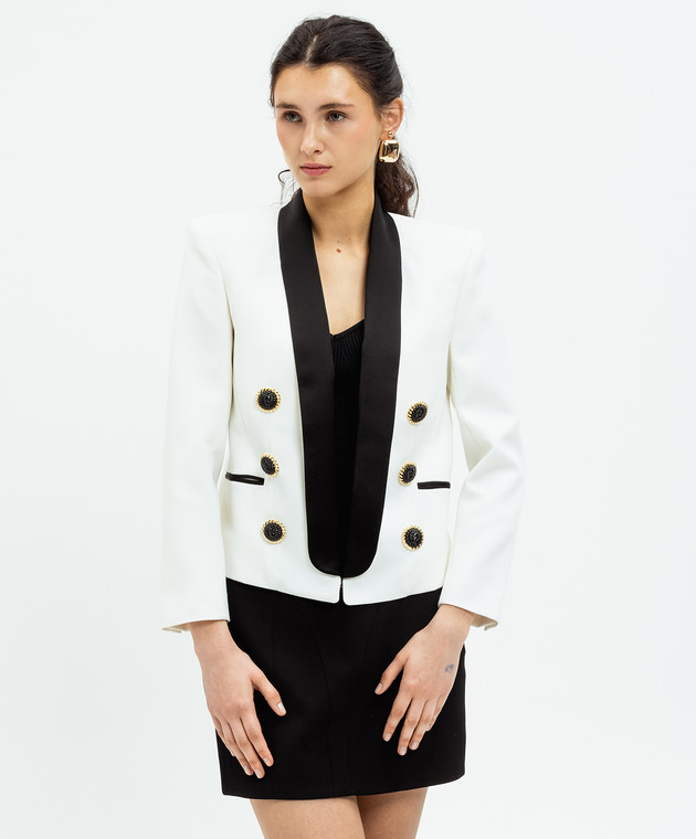 Balmain - White short jacket made of wool DF1SI532ME54 - shop with