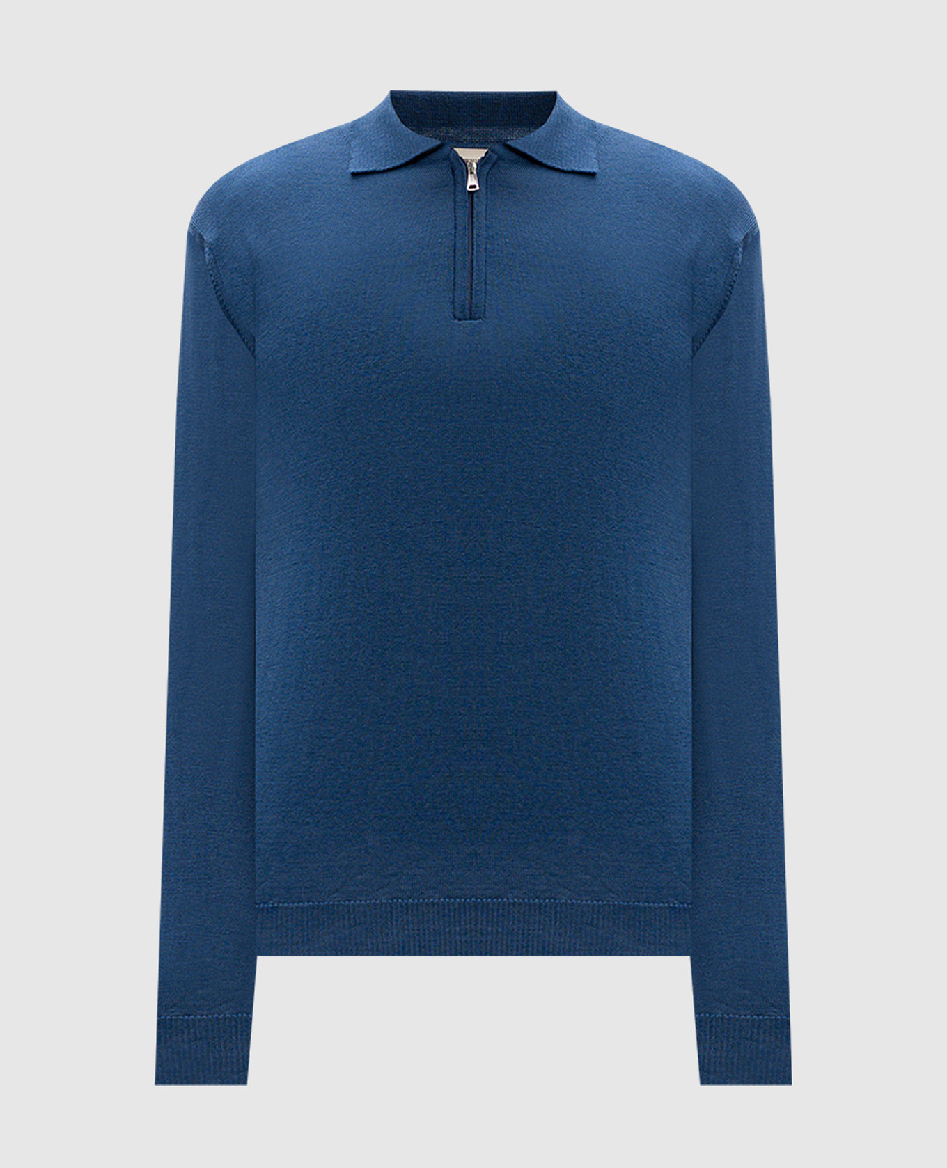Blue merino wool polo