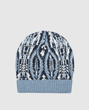 Etro Baby blue wool and cashmere hat with logo embroidery GV0P97W0033