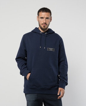Balmain Blue hoodie with logo patch DH1JT047JB53