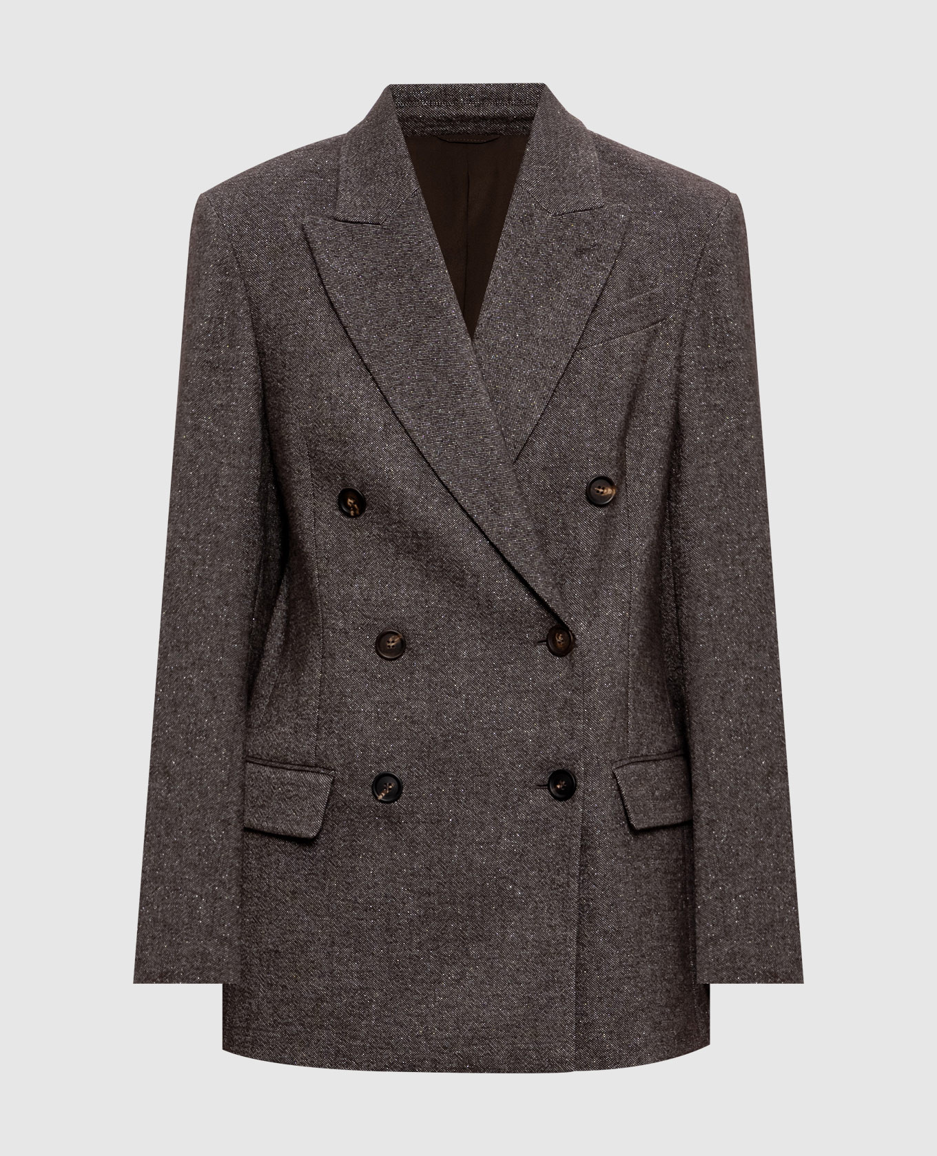Brown wool and linen jacket with lurex Brunello Cucinelli