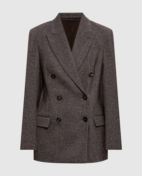 Brunello Cucinelli Brown wool and linen jacket with lurex MG5277047P