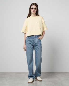 Bottega Veneta Yellow cropped T-shirt 777597VKLZ0