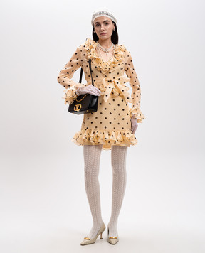 Valentino Beige silk mini dress with peas 6B3VAF3793H