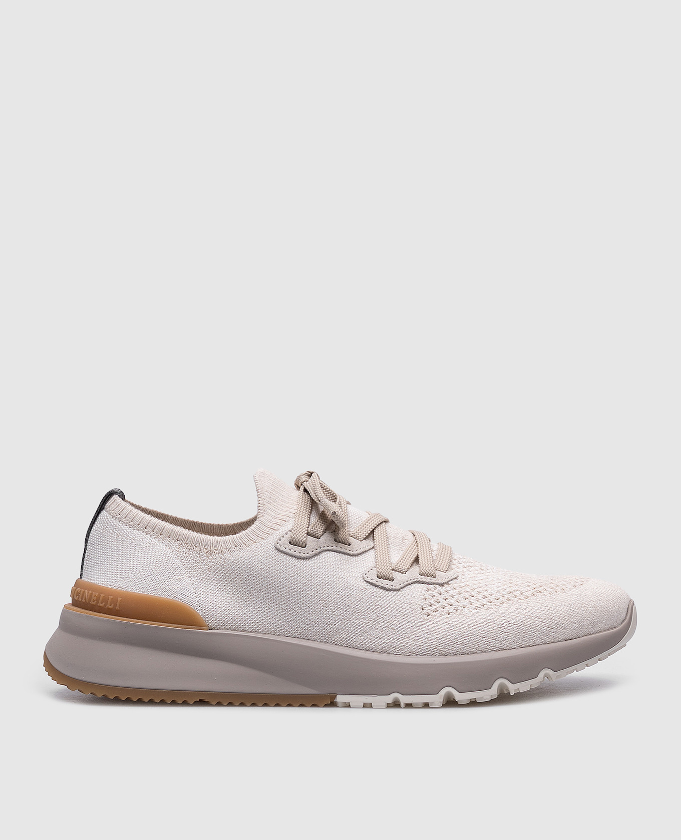 Beige sneakers with textured logo Brunello Cucinelli