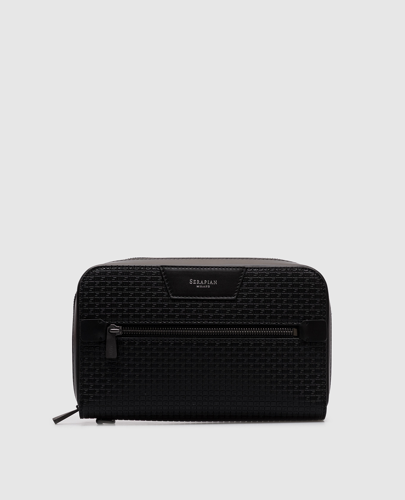 

Black leather clutch with logo Serapian