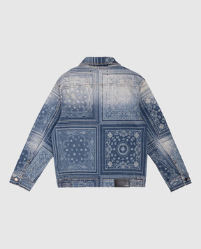 AMIRI Children's blue denim jacket with Bandana pattern AKDNBN1001