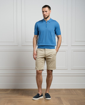 Cashmere&Whiskey Blue polo shirt with silk and cashmere FS05