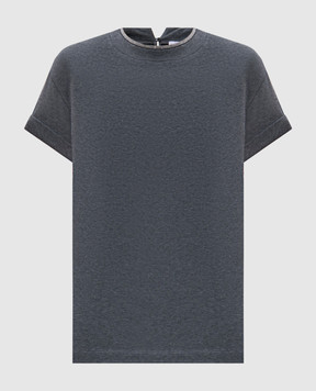 Brunello Cucinelli Gray t-shirt with monil chain made of ecolathuni M0T18BD200