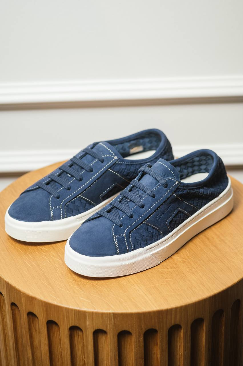 

Blue suede sneakers with logo Santoni