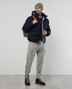 Brunello Cucinelli Gray cargo pants made of wool in a pattern ME264H0640