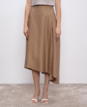 Peserico Beige asymmetric skirt with linen P0514901921