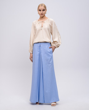 Twinset Beige linen blouse with beads 251LM2QFF