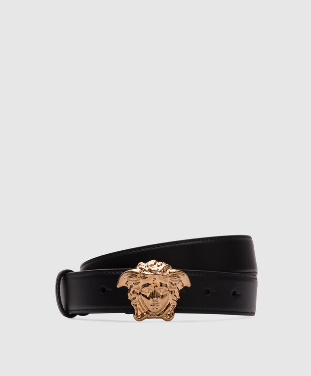 Versace - Black leather belt with La Medusa emblem  display picture 3