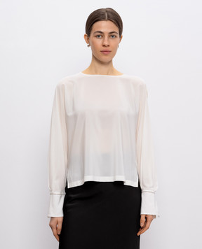 Peserico White silk blouse with a scoop neck E0696307325