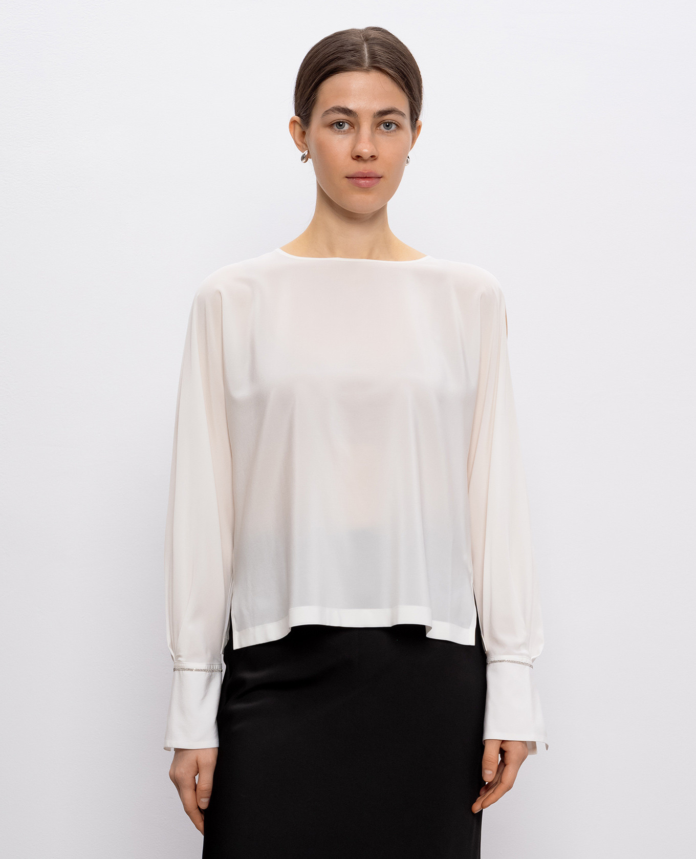 White silk blouse with a scoop neck Peserico 3