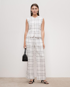 Faithfull Duomo Letizia white checked linen pants FF2816LCW
