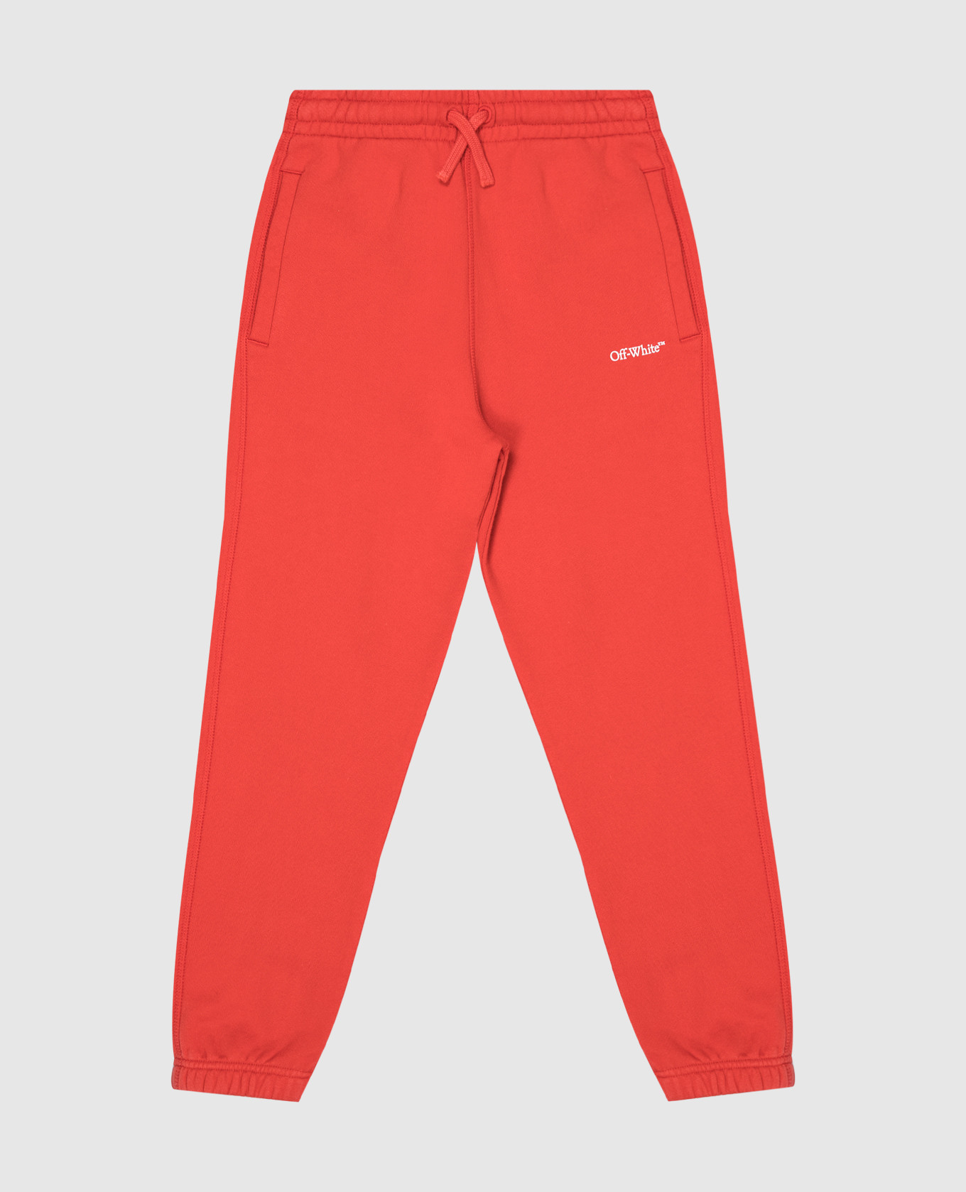 Children's red sports pants with a logo print off-white