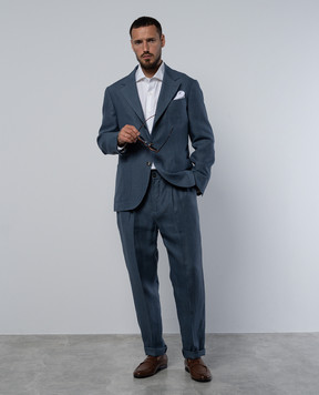 Brunello Cucinelli Blue linen blazer MB4207BNDP