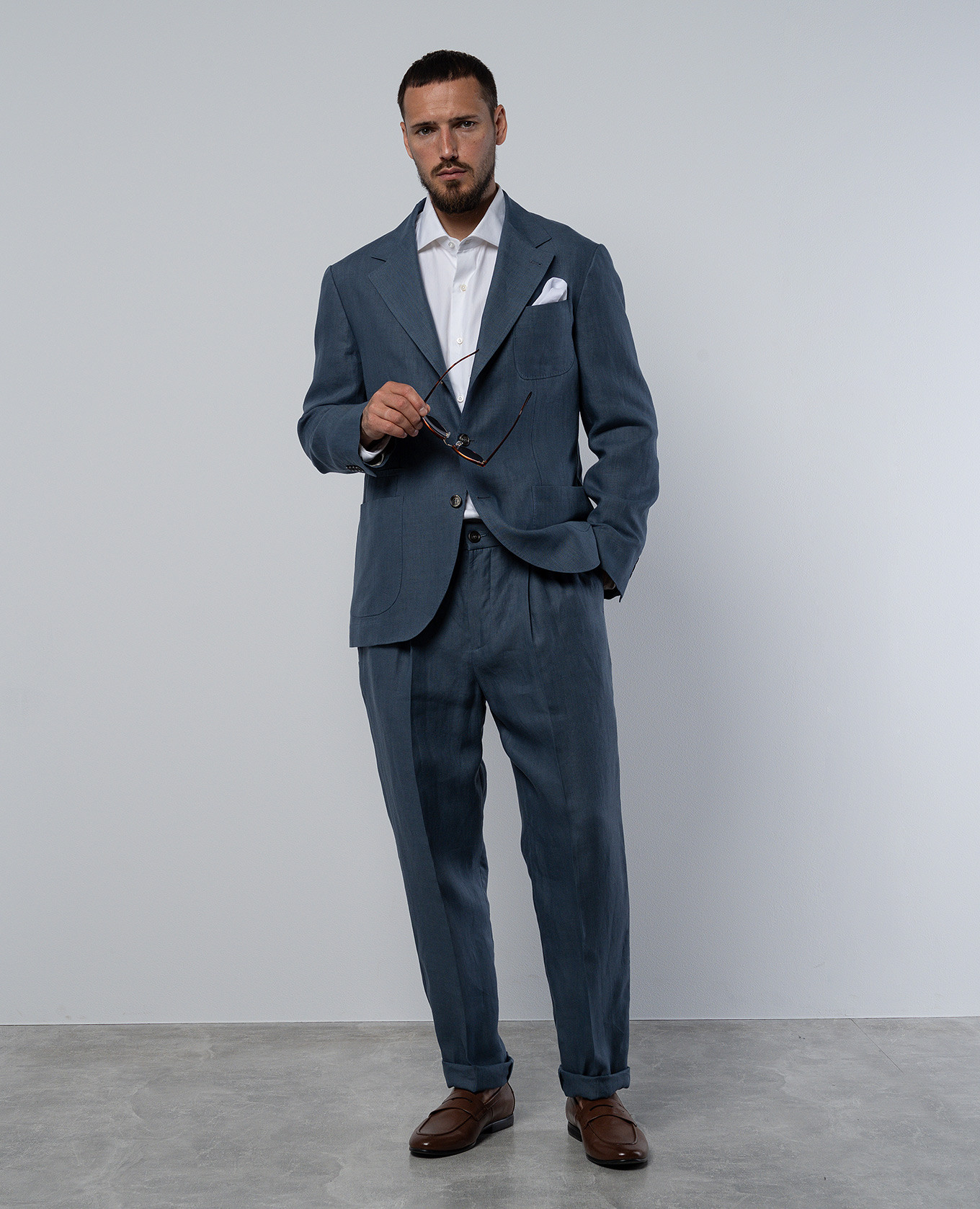 Blue linen blazer Brunello Cucinelli 2