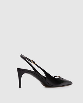 Dolce&Gabbana Black leather slingbacks with logo CG0796A5738