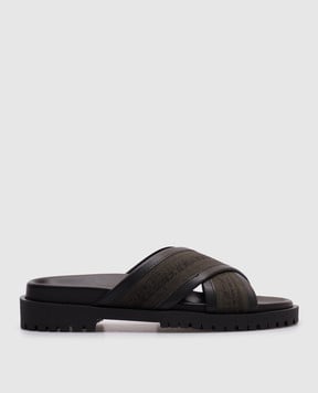 Off-White Black leather Chicago Crisscross flip-flops OMIH002S25FAB001