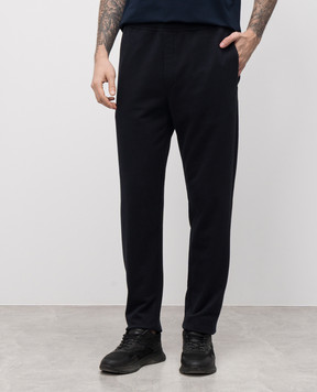 Moncler Blue sweatpants with leather logo patch K10918H0000789AMX