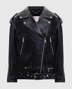 Babe Pay Pls Gray distressed leather jacket 2106ANTIK