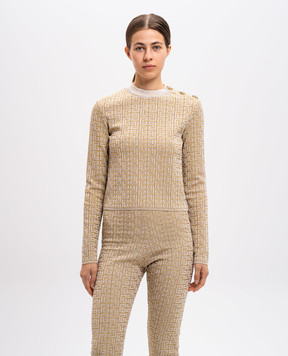 Balmain Beige jumper in PB Labyrinth pattern DF2AR910KH69