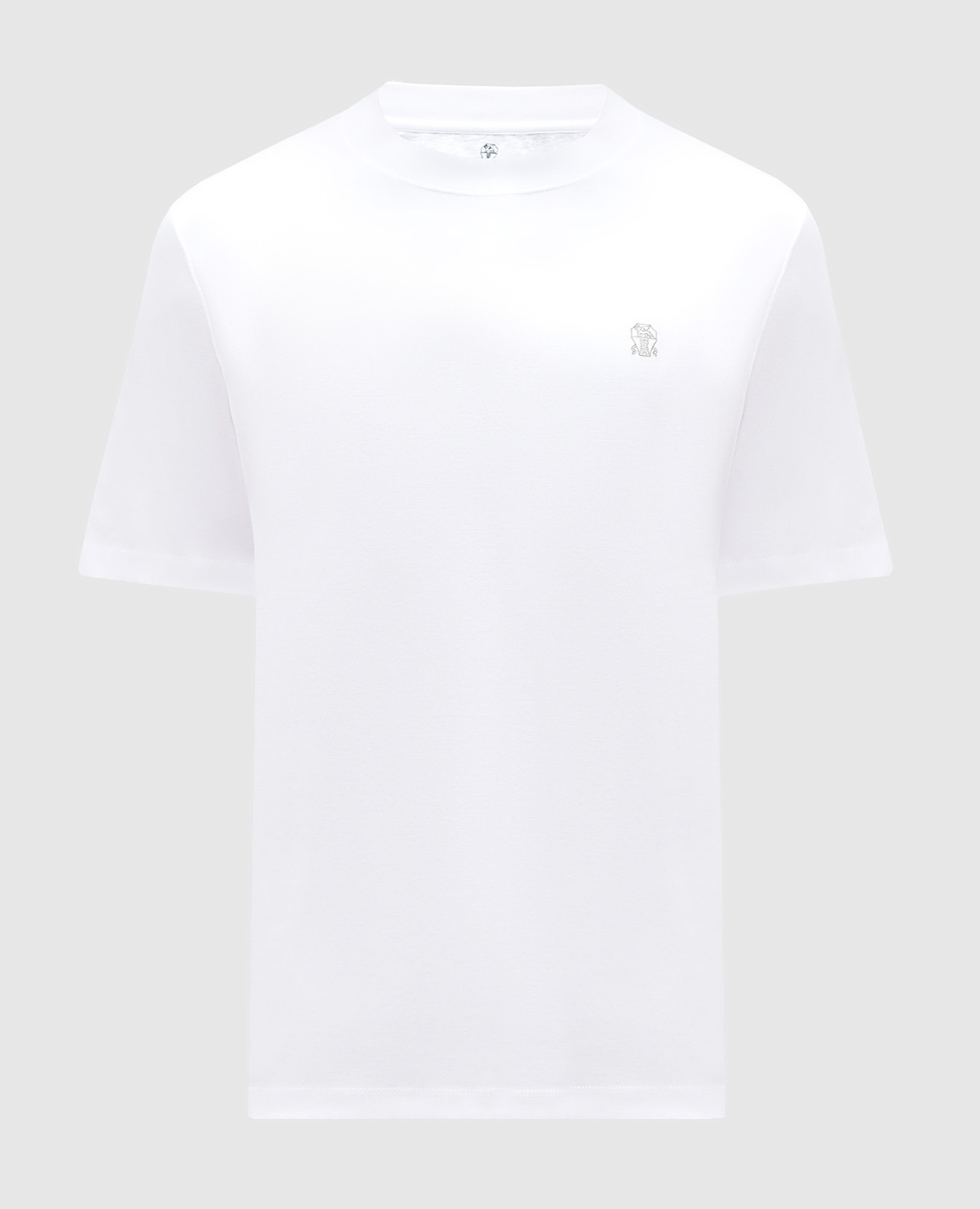 

White T-shirt with embroidered emblem Brunello Cucinelli