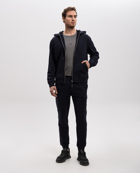C.P. Company Blue joggers with logo patch MSP017A005086W
