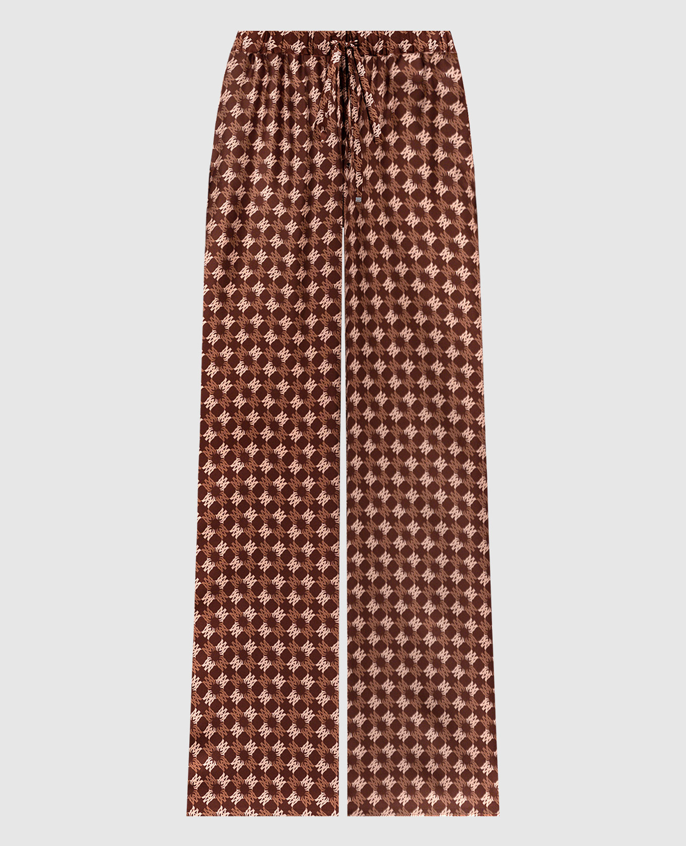 

Brown flared silk trousers with logo monogram print AMIRI