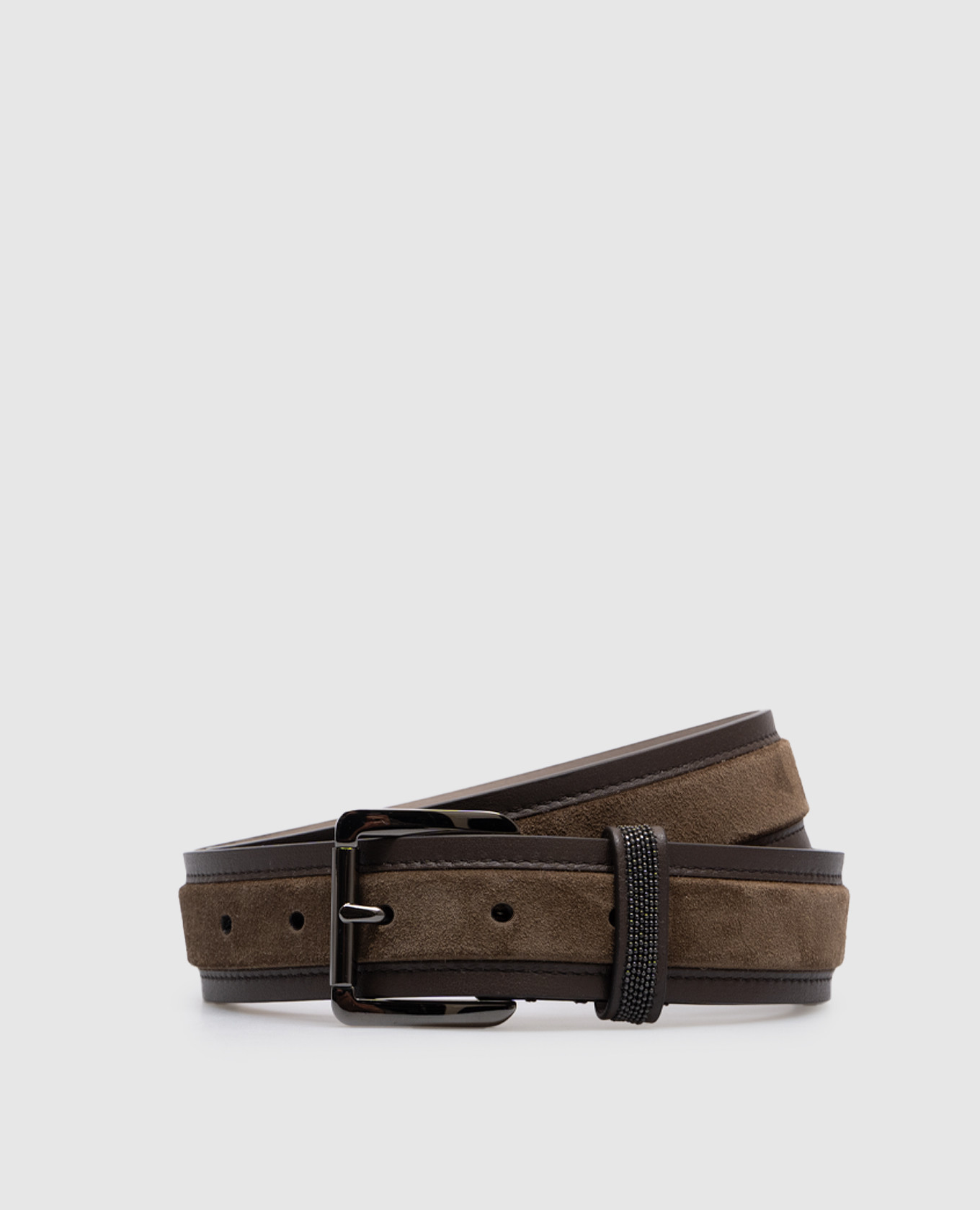 

Brown suede belt with monil chain Brunello Cucinelli