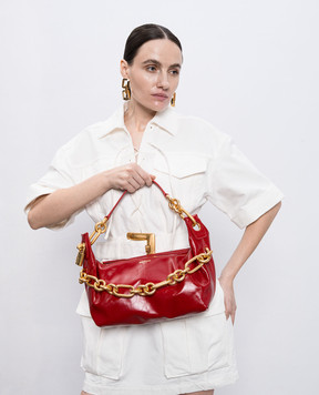 Balmain Red leather glossy Sync bag FN1BS002LBFO