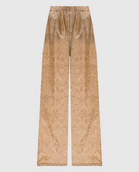 Max Mara DOMIZIA yellow silk pants with floral print DOMIZIA