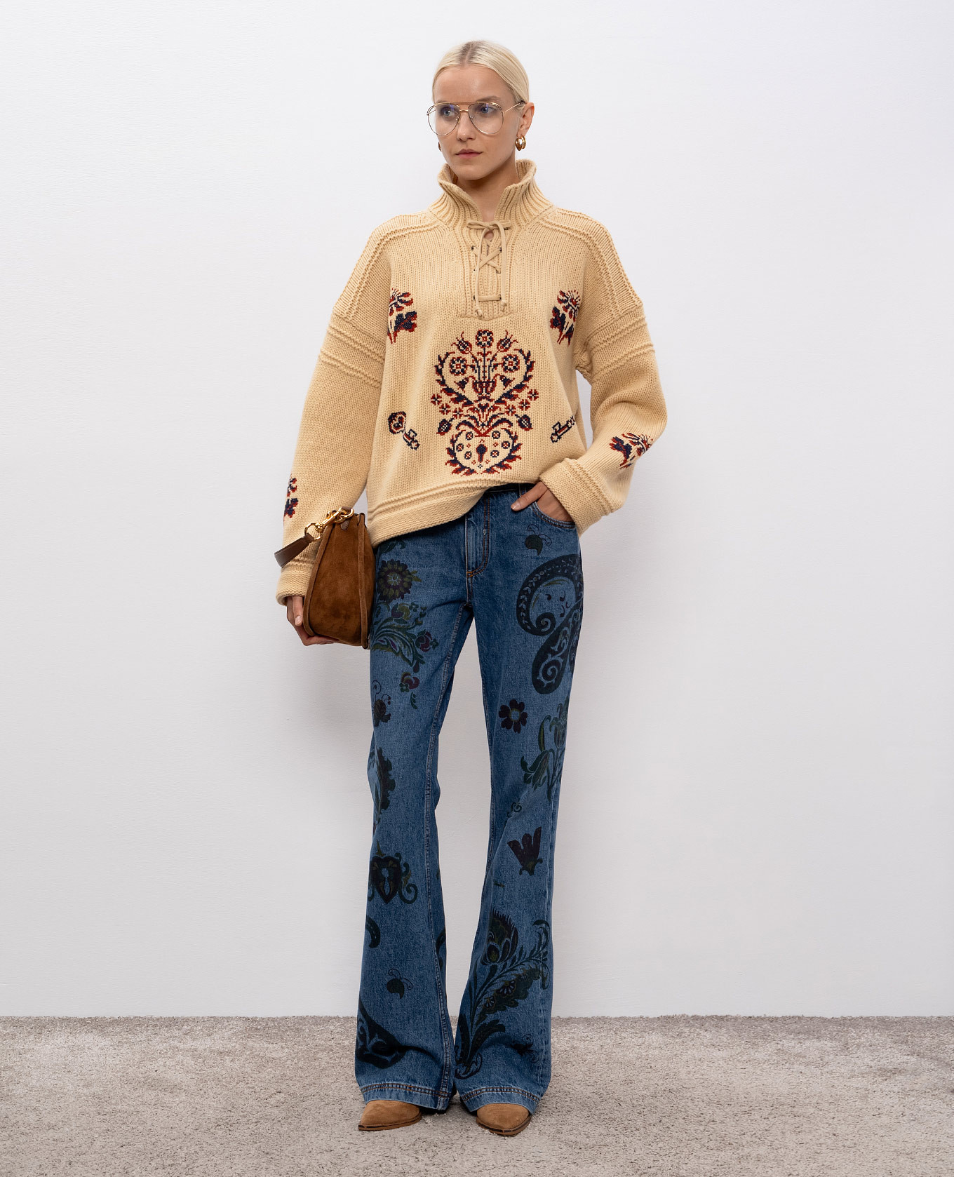 

Blue flared jeans with print Etro