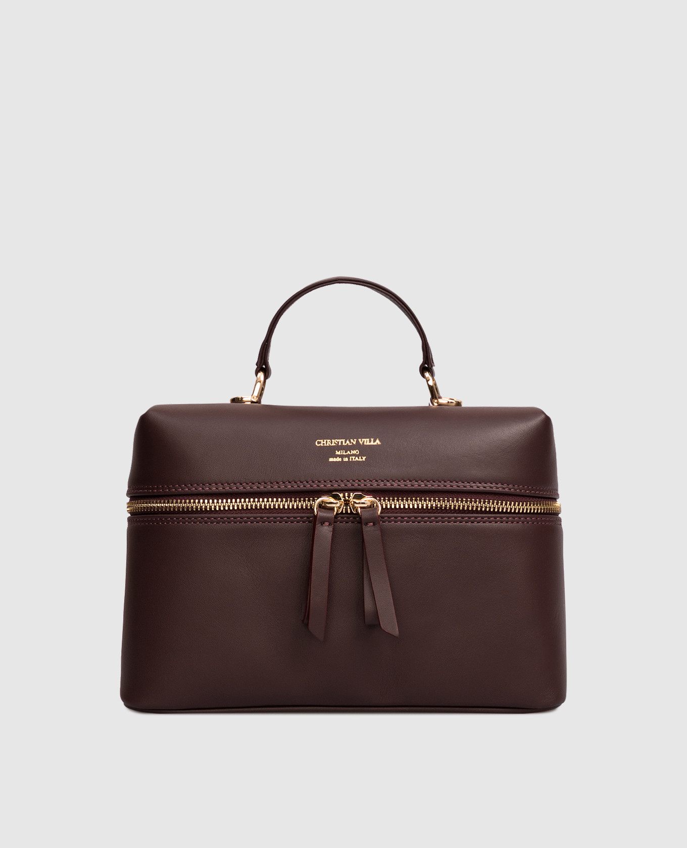 

Burgundy leather bag with logo print Christian Villa