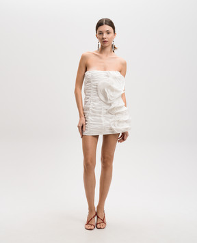 Charo Ruiz White Orbet Silk Draped Mini Dress 256601