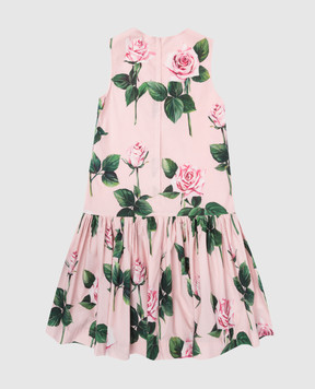 Dolce&Gabbana Children's pink dress in a branded floral print with a flounce L53DH9HS5S726