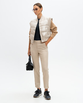 Peserico Beige pants made of wool and cashmere with a branded patch P0471802569