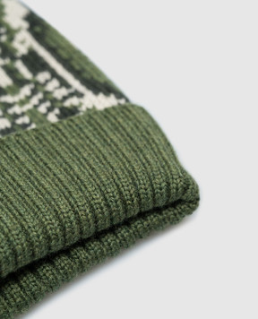 Etro Children's green wool and cashmere hat with logo embroidery GV0P97W0033