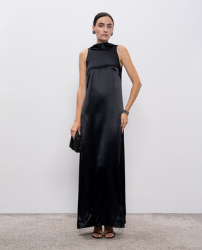 Peserico Black maxi dress with monil chain E0216901514
