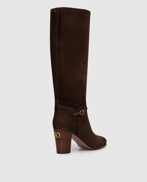 Valentino Brown suede Pattie Crust boots with emblem 7W2S0LD6DHU