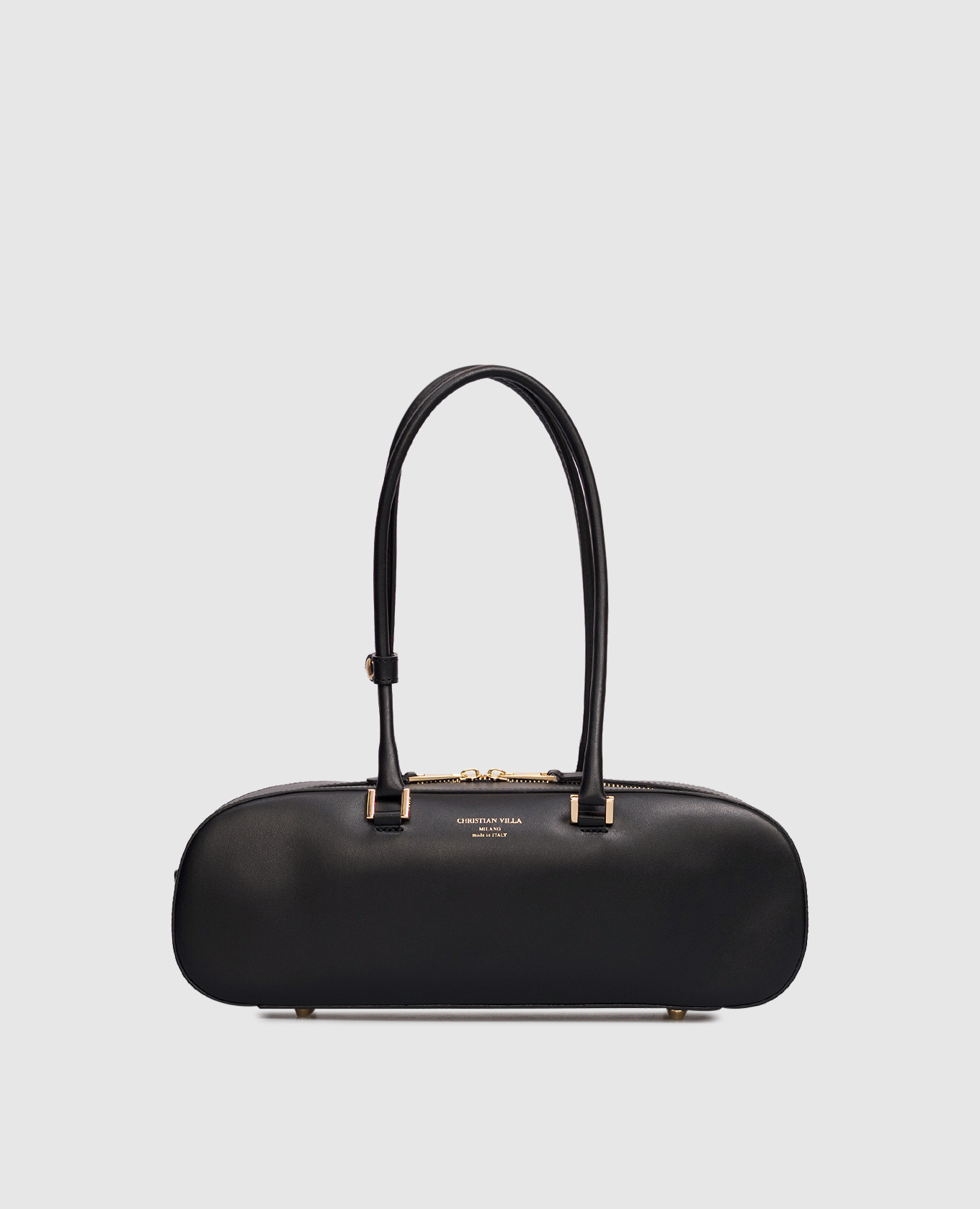 

Black leather bag with logo print Christian Villa