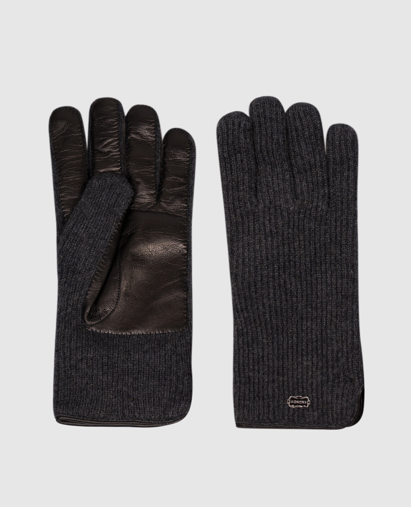 Gray cashmere combination gloves Agnona